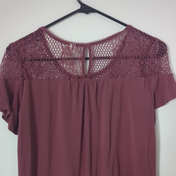 PerSeption Concept Burgundy Lace Accent Blouse - Picture 4 of 5
